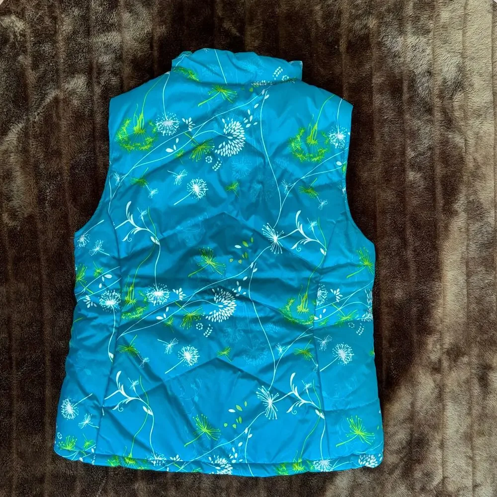 ZeroXposur‎ Girl's L/14 Dandelions on Turquoise Puffy Vest BRAND NEW